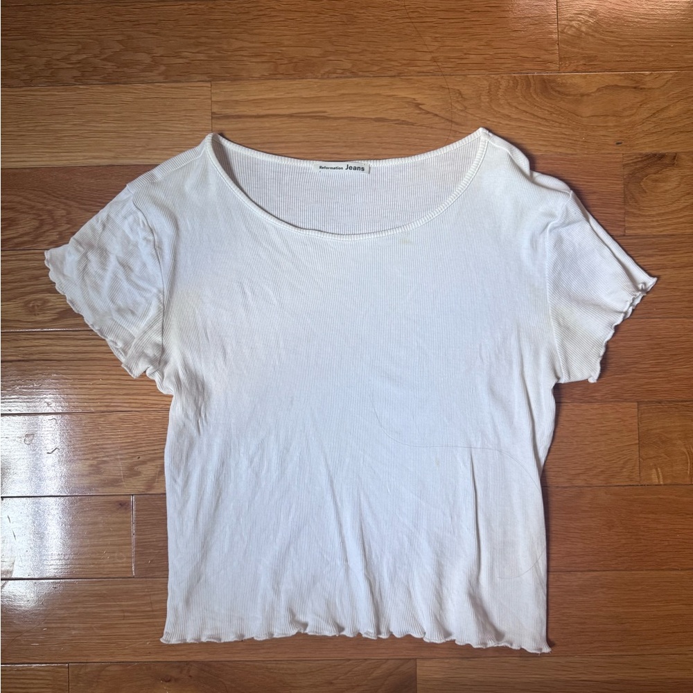 Reformation lettuce edge white tee S